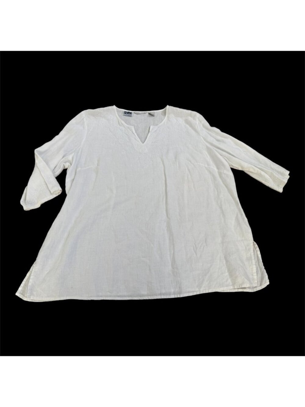 Edward woman Irish Linen Plus Size 3X White Lightweight Tunic Resort Beach 3/4 s